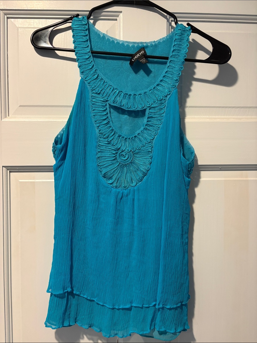 bebe Teal Crochet-Trim Sleeveless Camisole